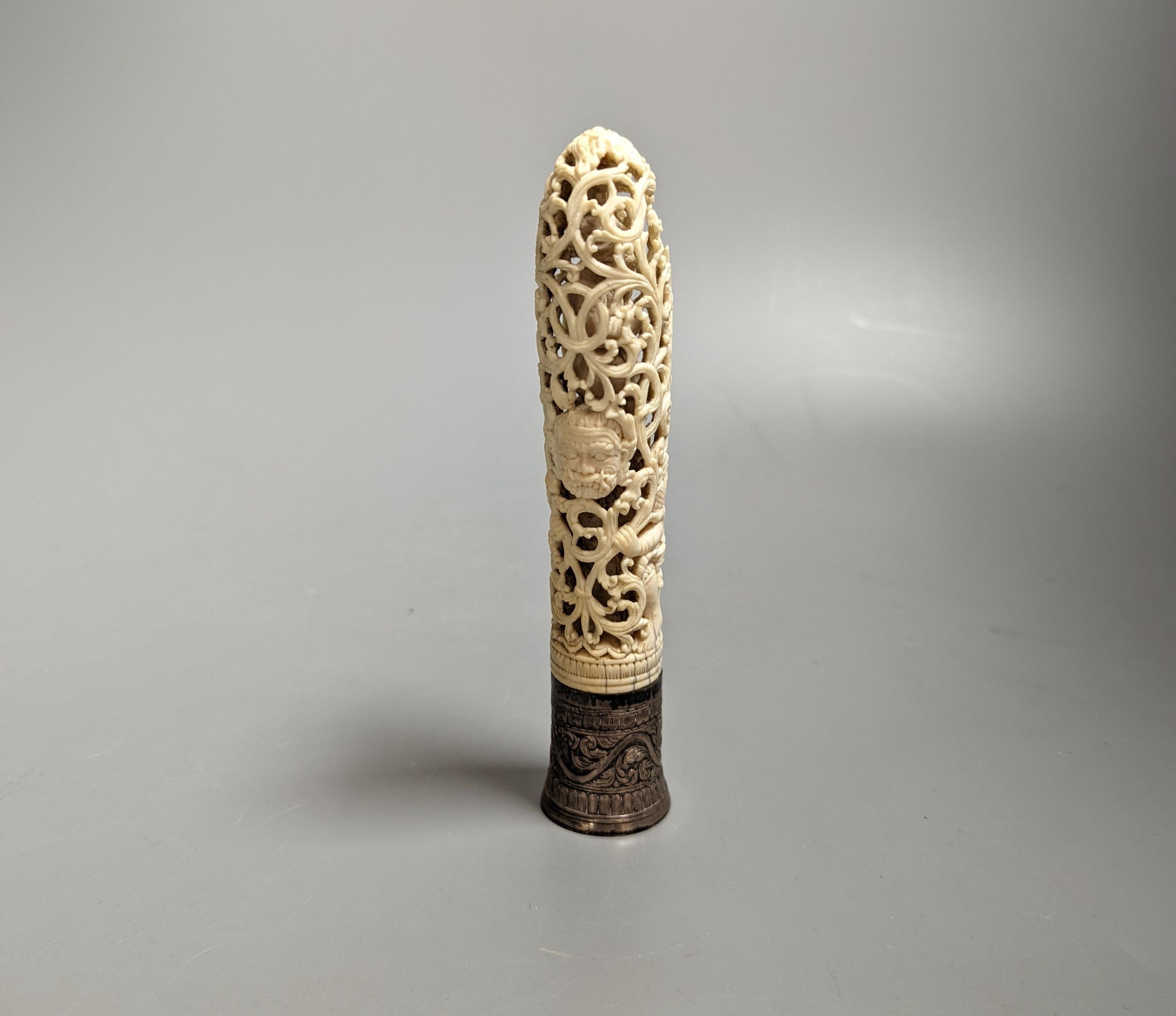 A 19th century Burmese carved ivory paper knife handle 15cm
